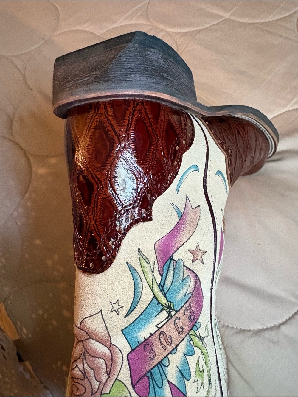 Ariat Brown and Cream Women's Heeled Cowboy Boots - Picture 11 of 12